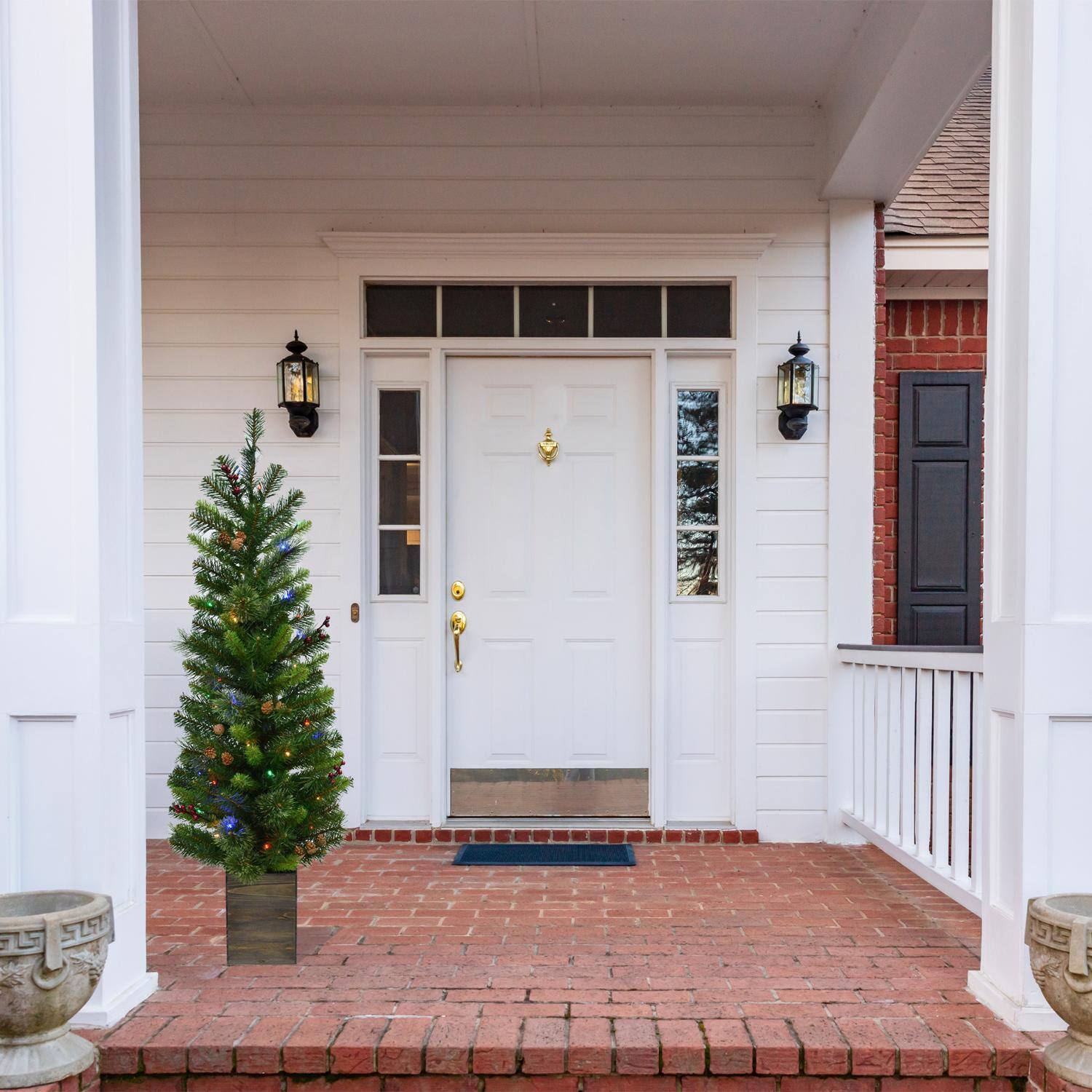 Left. Celebrations - Celebrations 4 ft. Slim LED 50 ct Mixed Pine Color Changing Entrance Tree - Green.