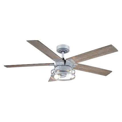 Front. Parrot Uncle - Modern 52" Silver AC Motor Ceiling Fan with Light and Remote - Silver.