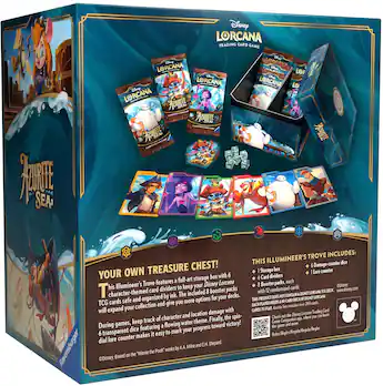 disney treasure lorcana cards Ravensburger TCG: Whispers in The Well Illumineer's Trove - Secure Card Storage - Includes Booster Packs & Comprehensive Guide - Original Disney Artwork Greedy Treasure Seeker Ink Type disneylorcana trading card game has