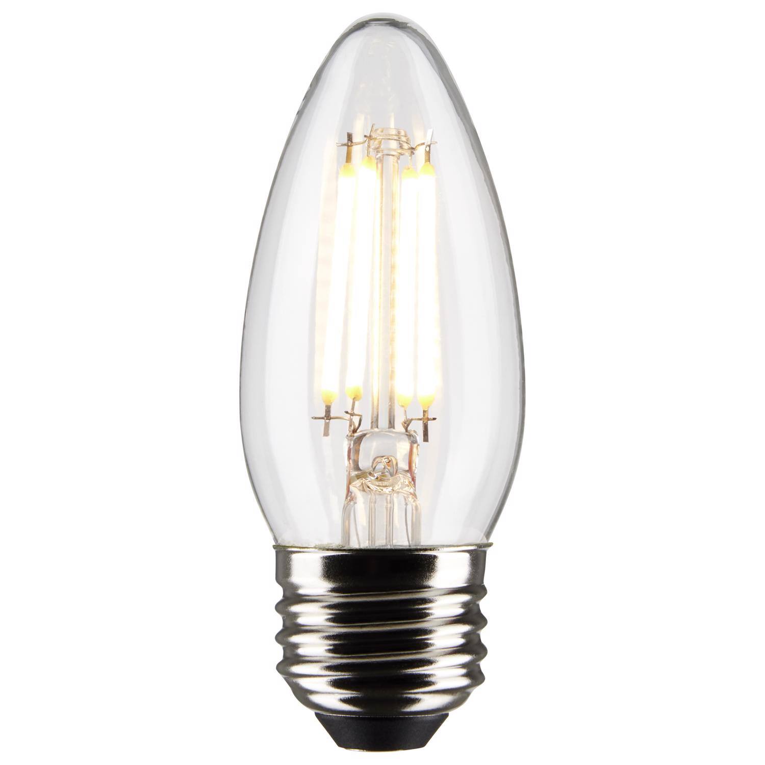 Front. SATCO - Satco B11 E26 (Medium) Filament LED Bulb Soft White 40 Watt Equivalence 2 pk.
