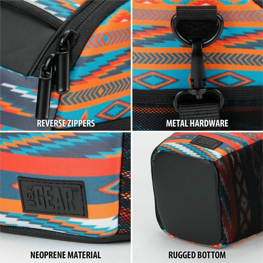 - REVERSE ZIPPERS
- METAL HARDWARE
- NEOPRENE MATERIAL
- RUGGED BOTTOM