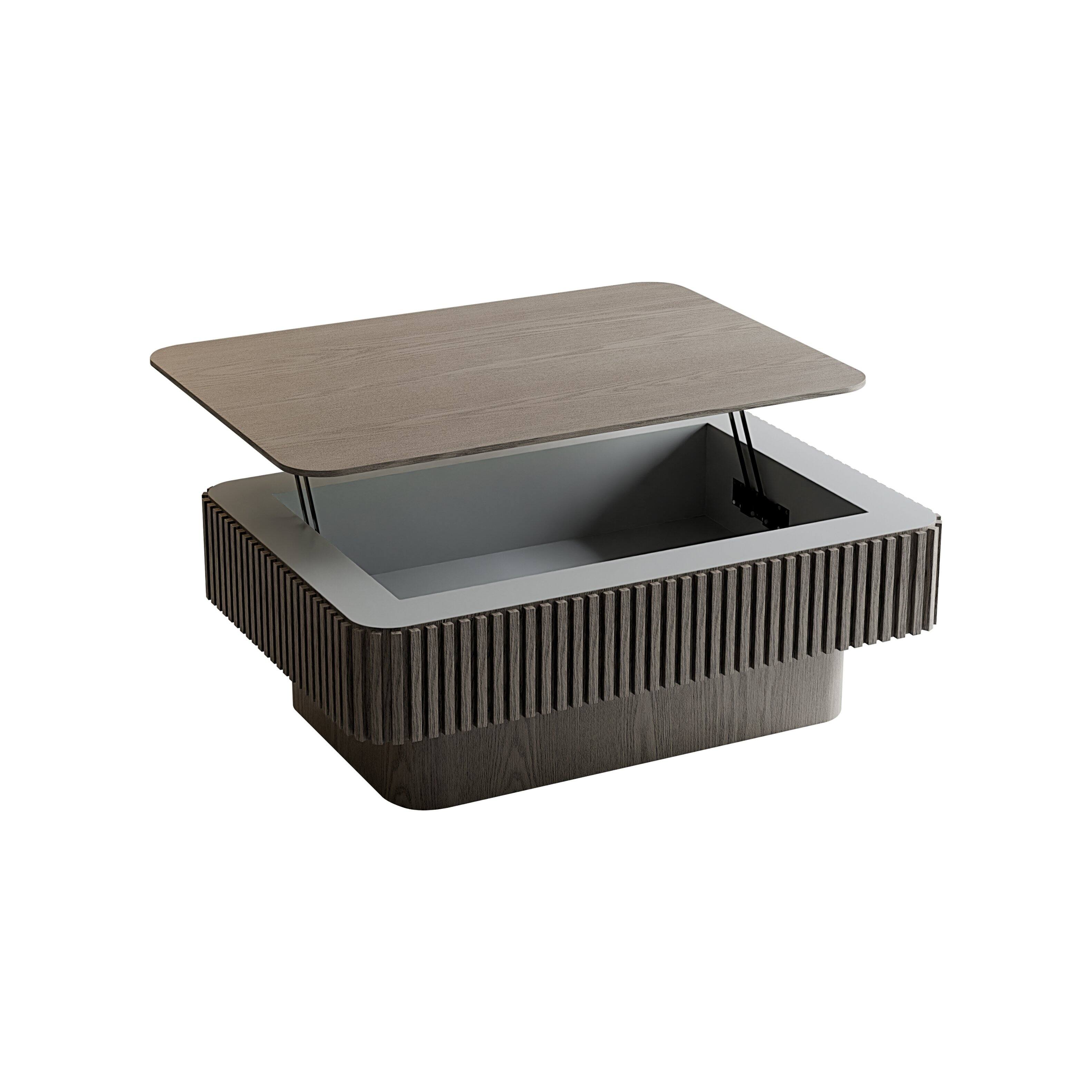 Alt View 8. Loheer - Loheer 38.6in Grey Lift Top Coffee Table Fluted Wood Accent Table with Hidden Storage and Adjustable Height - Grey.