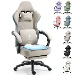 Dowinx - Gaming Chair with Pocket Spring Cushion, Breathable Fabric Computer Chair with Gel Pad, Reclining Office Chair - Gray