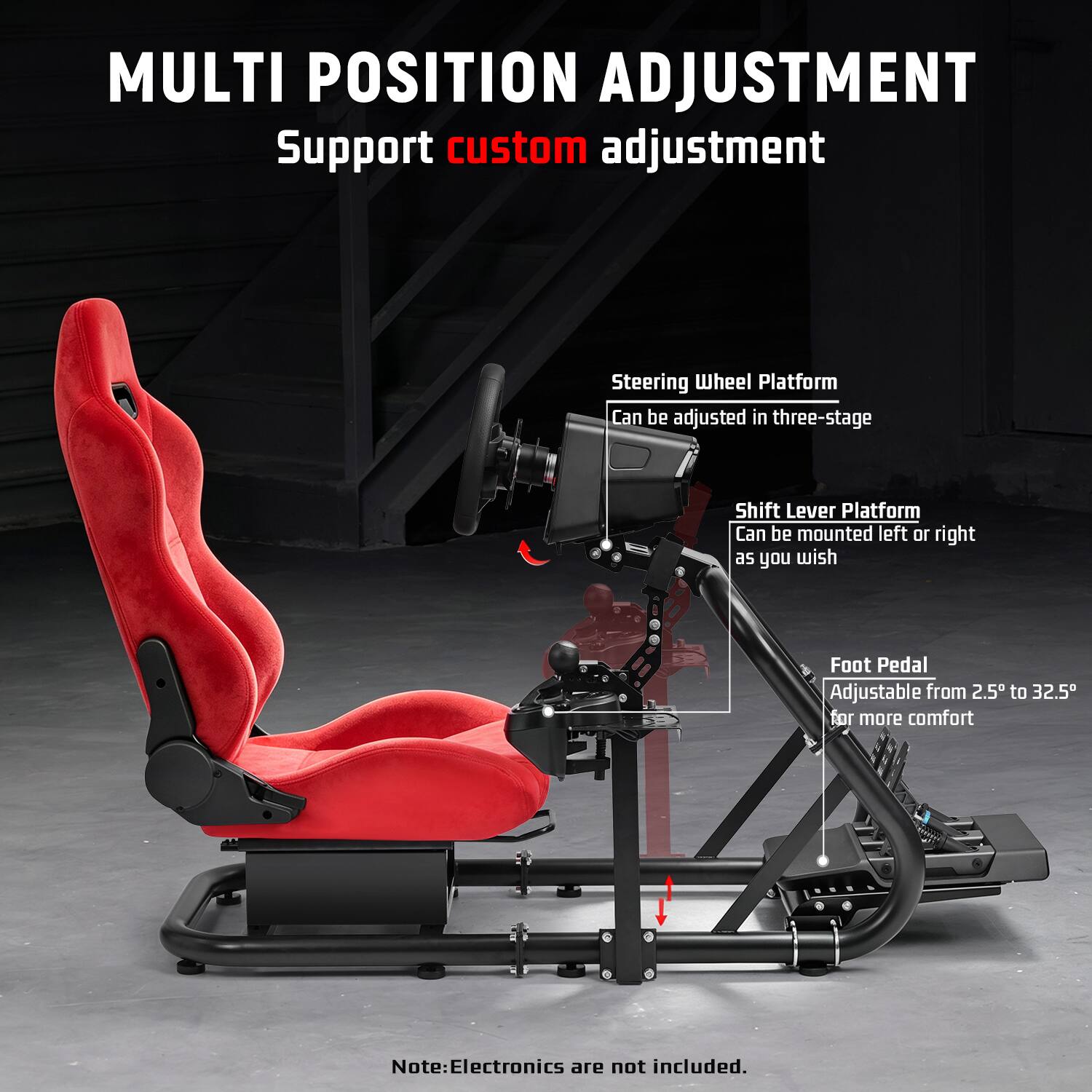 Dardoo Racing Simulator Cockpit with Red Suede Seats, Suitable for ...