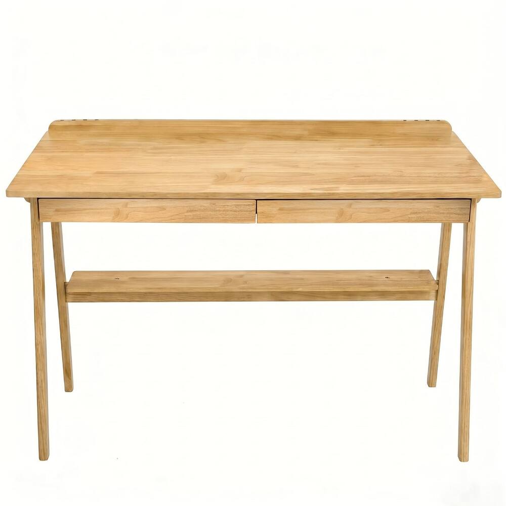 Alt View 9. Loheer - Solid Wood Writing Desk Mid Century Modern Home Office Desk with Drawers Storage Shelf Side Hooks for Small Spaces - Walnut.