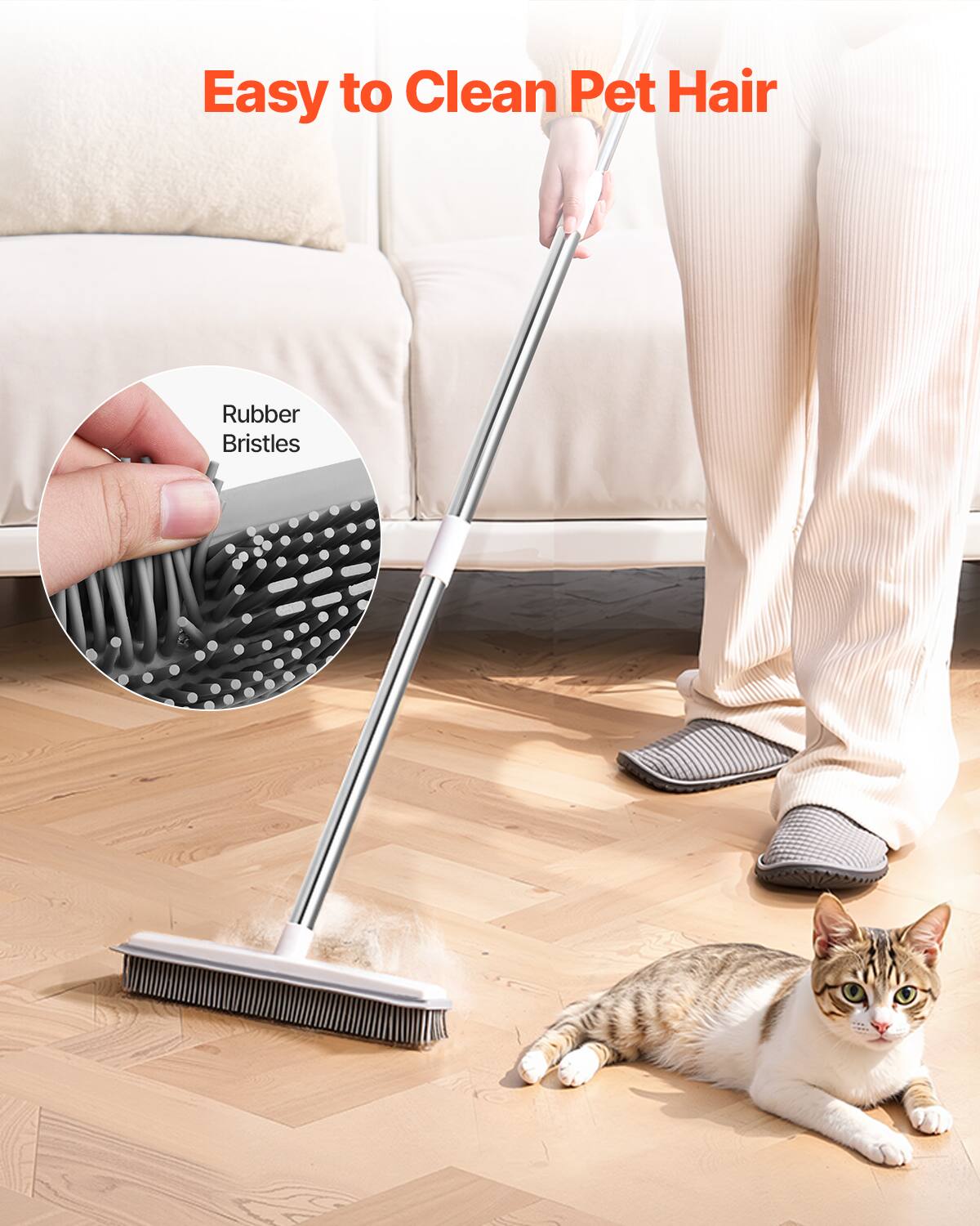 Easy to Clean Pet Hair

Rubber Bristles