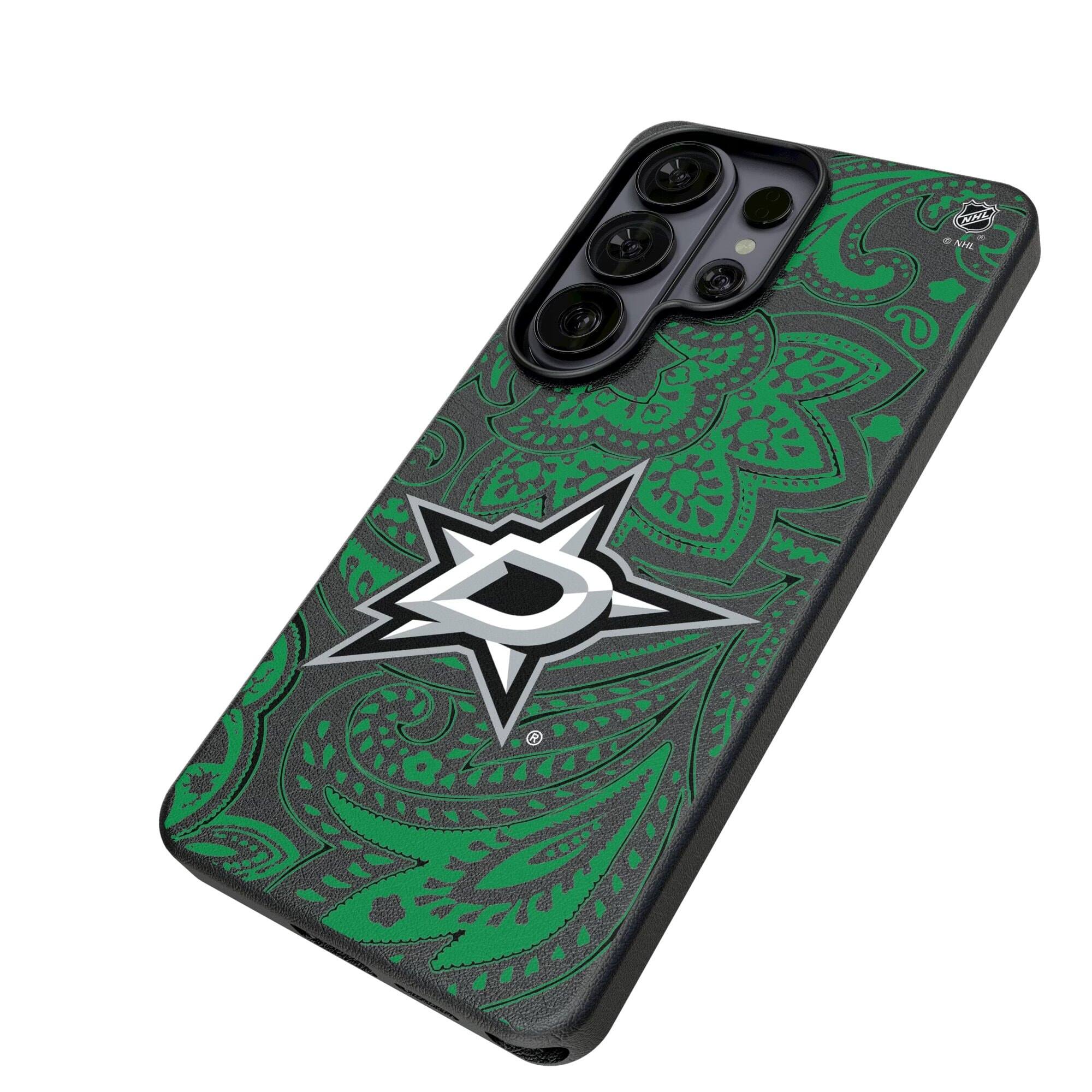 Alt View 1. Keyscaper - Dallas Stars Paisley Galaxy Magnetic Bump Case - S24 Ultra - Black.