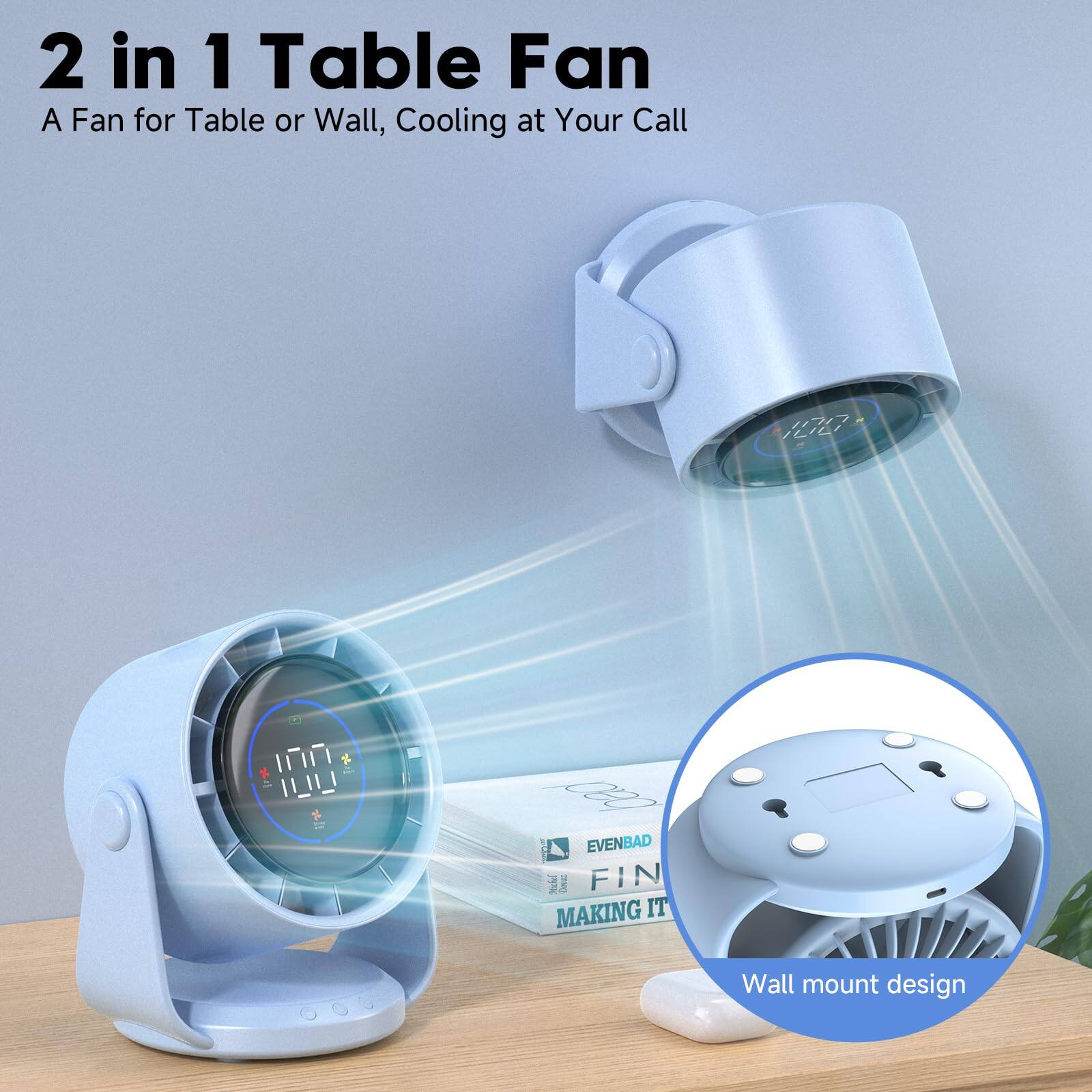 2 in 1 Table Fan  
A Fan for Table or Wall, Cooling at Your Call  

1277 IUU EVENBAD Mch I FIN MAKING IT  
Wall mount design