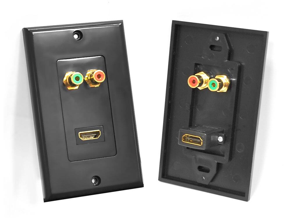 Angle. Pyle - Pyle Home HDMI/Stereo RCA Audio Wall Plate, HDMI and RCA Audio Jack, Supports 1080p Video - Black.
