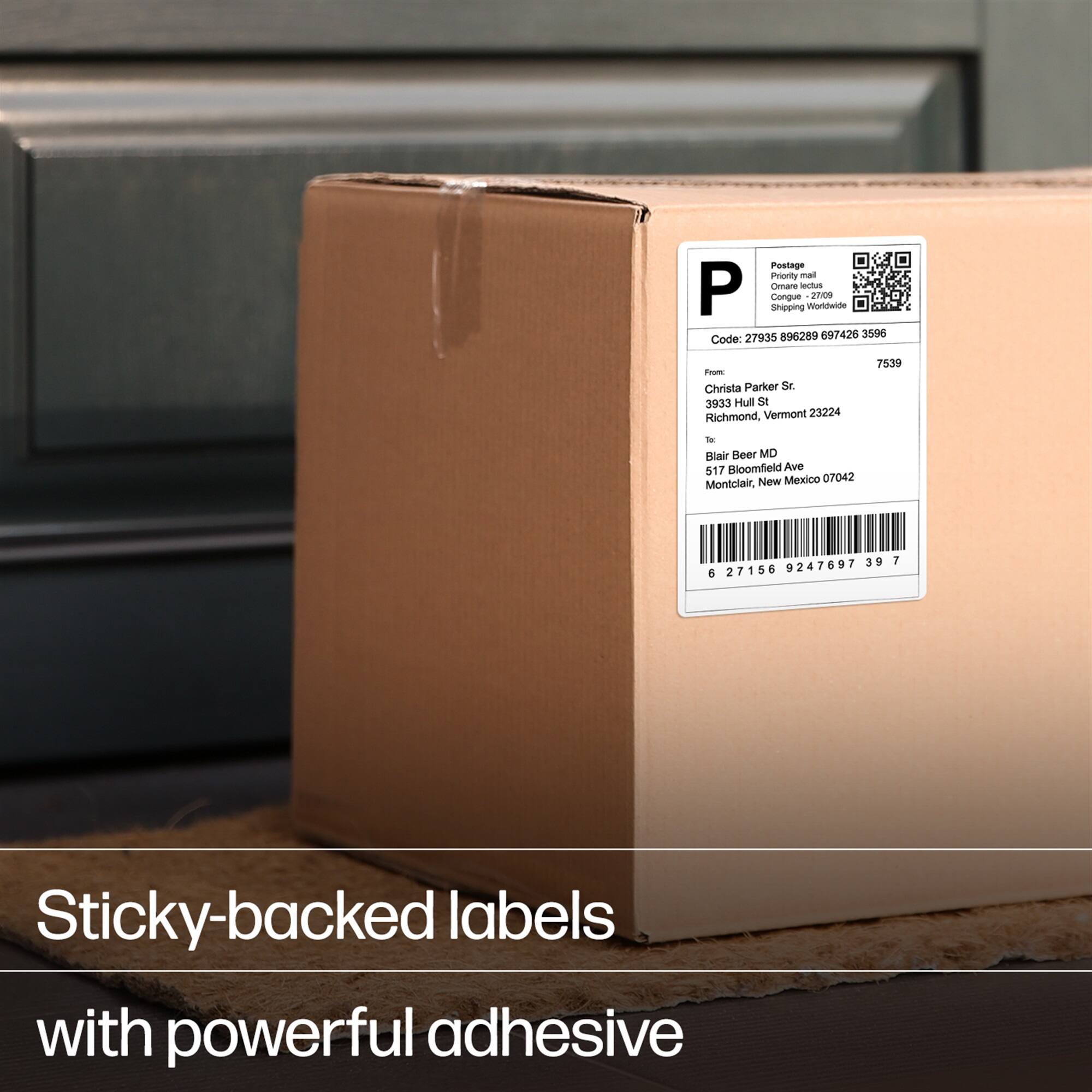 Postage Priority mail Congue 27/09 Shipping Worldwide 27935 27935896289697426 896289 697426 3596 Code: - Christa Parker Sr. 3933 Hull St Richmond, Vermont 23224 7539 to Blair Beer MD 517 Bloomfield Ave New Mexico 07042 Montclair, 9247697 39 6 27156 T Sticky-backed labels with powerful adhesive