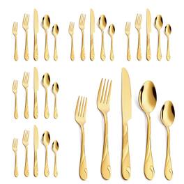 Dazzed Corner - Gold Silverware Set for 6, 30-Piece Stainless Steel Flatware Set - NY4PM2K