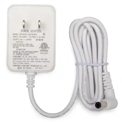 POWER ADAPTER
MODEL: AS1501A-1401000US
INPUT: 100-240V~ 50/60Hz 0.4A MAX
OUTPUT: 14V 1000mA
CAUTION
RISK OF ELECTRIC SHOCK DAY
LOCATION USE ONLY FOR INDOOR
ATTENTION
RISQUES DE SHOC ELECTRIQUES ENDRAIT
SEULEMENT POLI UTILISATION
5014345
A L INTERIEUR
SBULEMENT
CONFORMS TO UL STD. 1310
CERTIFIED TO CSA STD. C22.2 NO. 223
See instructions for input voltage conversion
Class 2 Power Supply
SHENZHEN FUSHIGANG TECHNOLOGY CO., LTD.
MADE IN CHINA
D/C:2111
SO0V
W-1
GO0DICA
C AWM
M ! RIPW
200g 4006