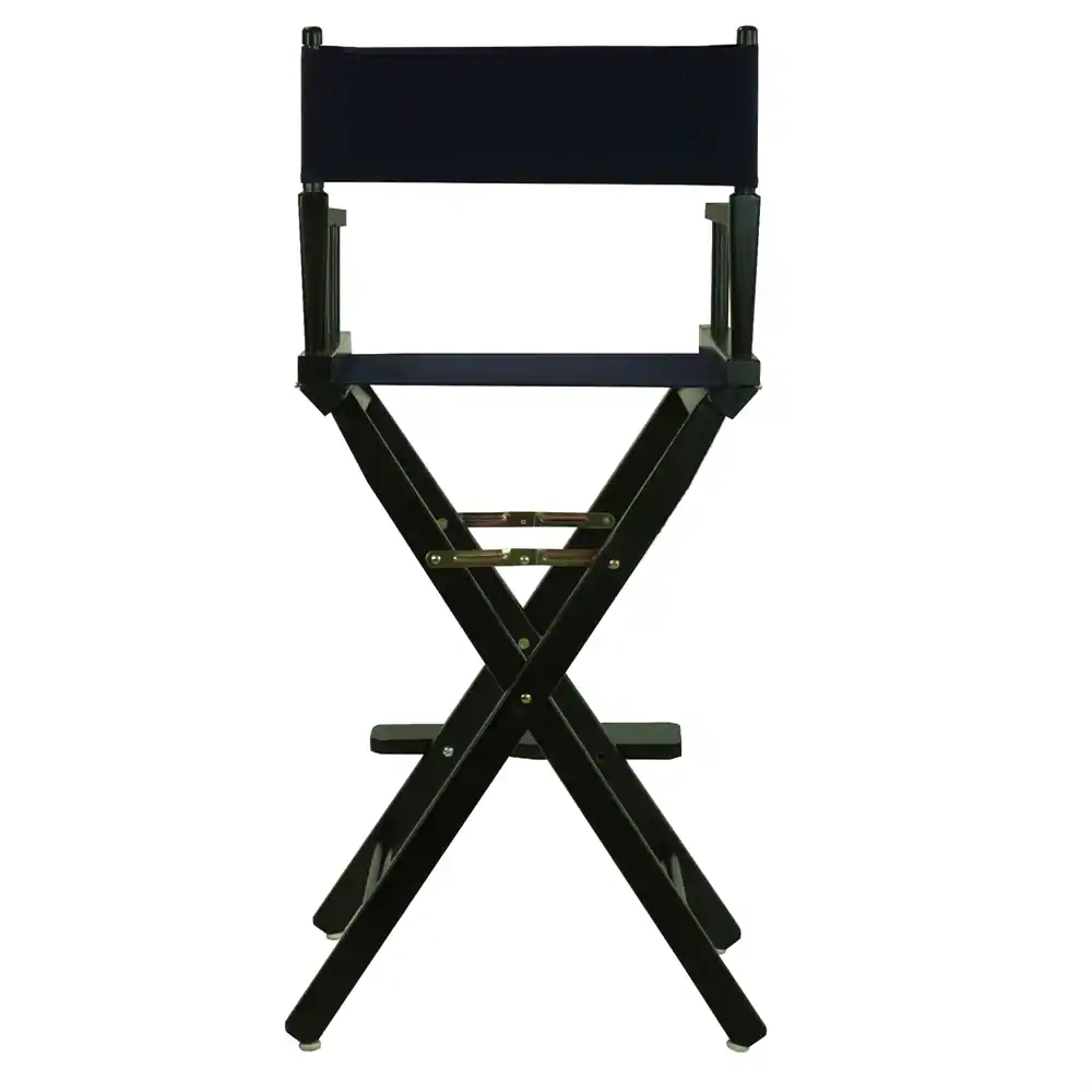 Angle. FurniFact - Navy Blue Canvas Director Chair with Solid Wood Frame - Black Frame/Navy Canvas.