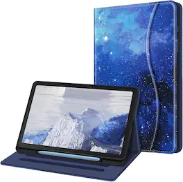 Fintie - Multi-Angle Viewing Case for Samsung Galaxy Tab S6 Lite 10.4 Inch 2024/2022/2020, Soft TPU Back Cover, Front Card Pocket - Starry Sky