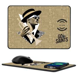 Keyscaper - New Orleans Saints 2024 Illustrated Limited Edition Wireless Charger and Mouse Pad - Black
