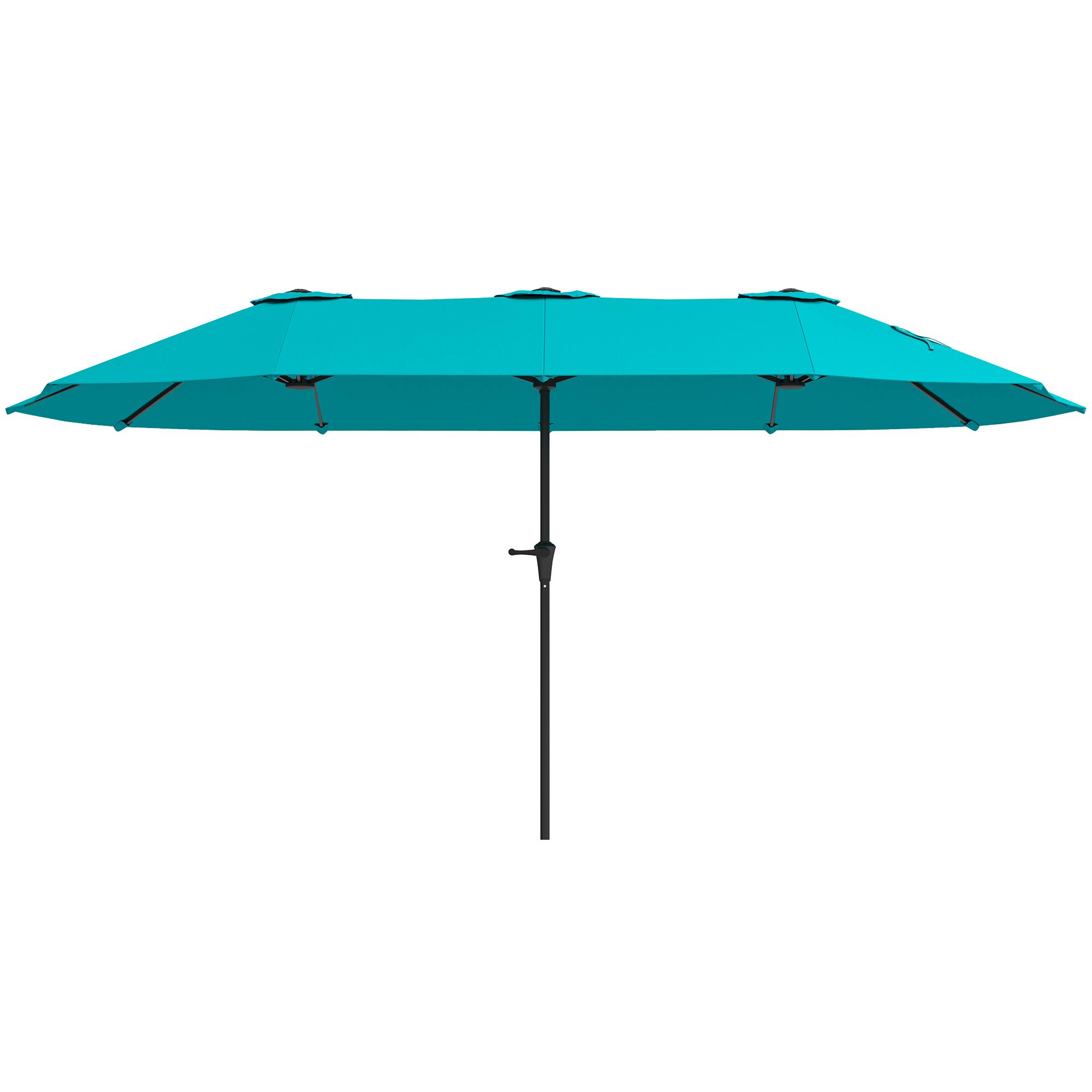 Outsunny - 13 ft. Extra Large Patio Umbrella, UPF30+ Double Umbrella Outdoor Patio with Easy Crank Handle, Vents for Garden, Pool - Blue