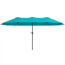 Outsunny - 13 ft. Extra Large Patio Umbrella, UPF30+ Double Umbrella Outdoor Patio with Easy Crank Handle, Vents for Garden, Pool - Blue