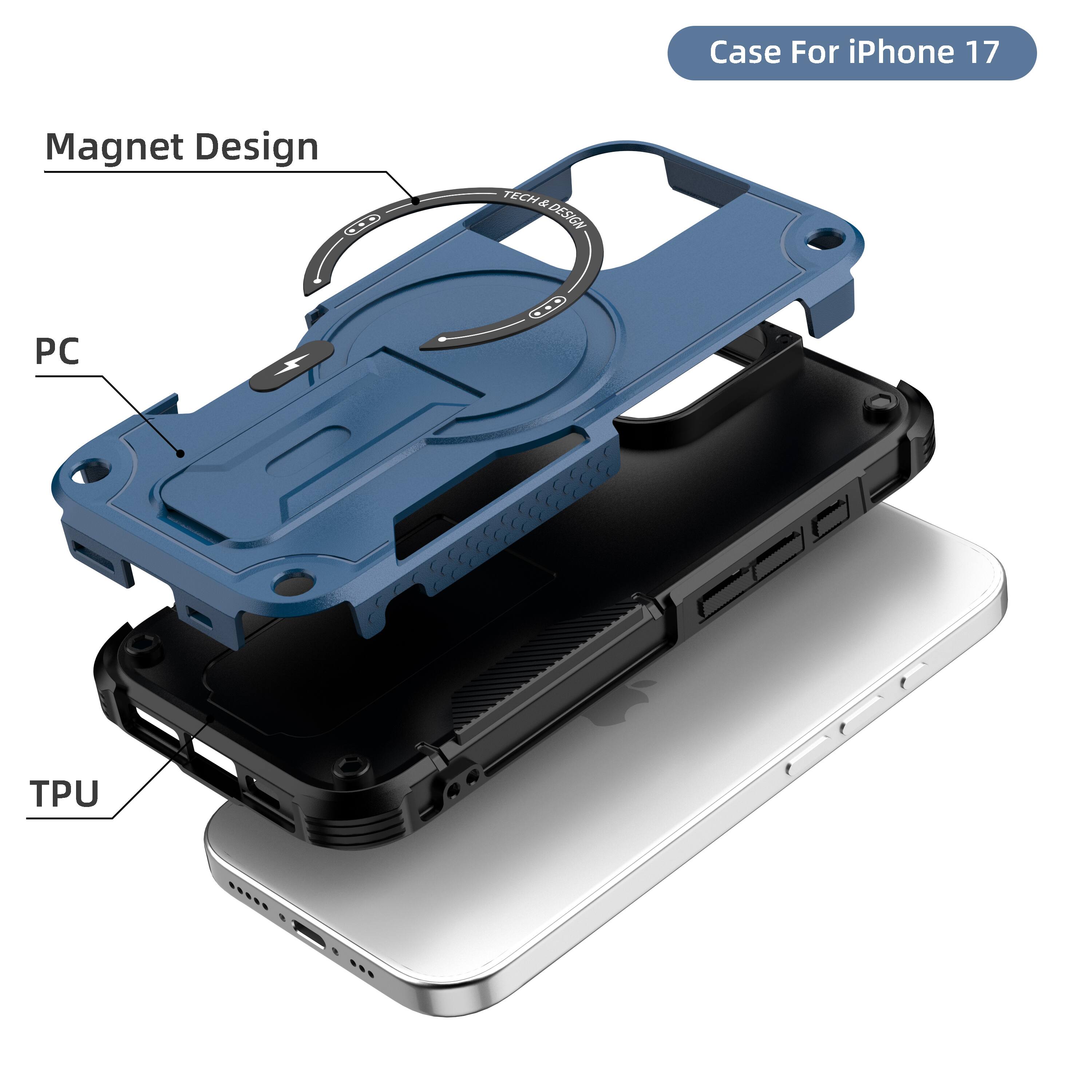 Dteck Magnetic Rugged Case for Apple iPhone 17 with Built in Kickstand ...