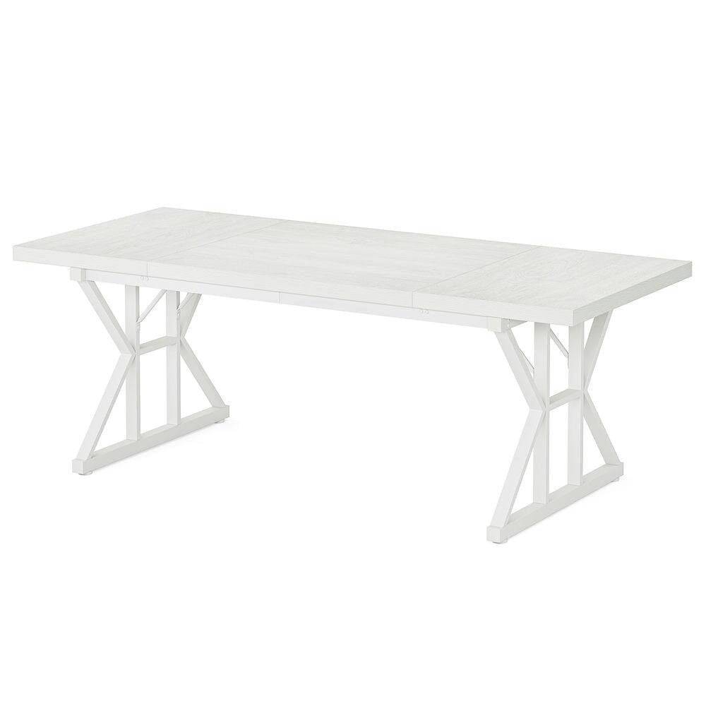 Alt View 6. Kadyn - Kadyn End Table,Dining Table, Living Room Table,Wood Dining Table, Farmhouse 70.8" Kitchen Table for 6 People,White - White.