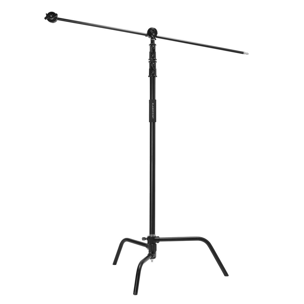 Alt View 1. Flashpoint - Flashpoint Turtle Base C-Stand and Cross Arm Boom Kit (Black, 10.5').