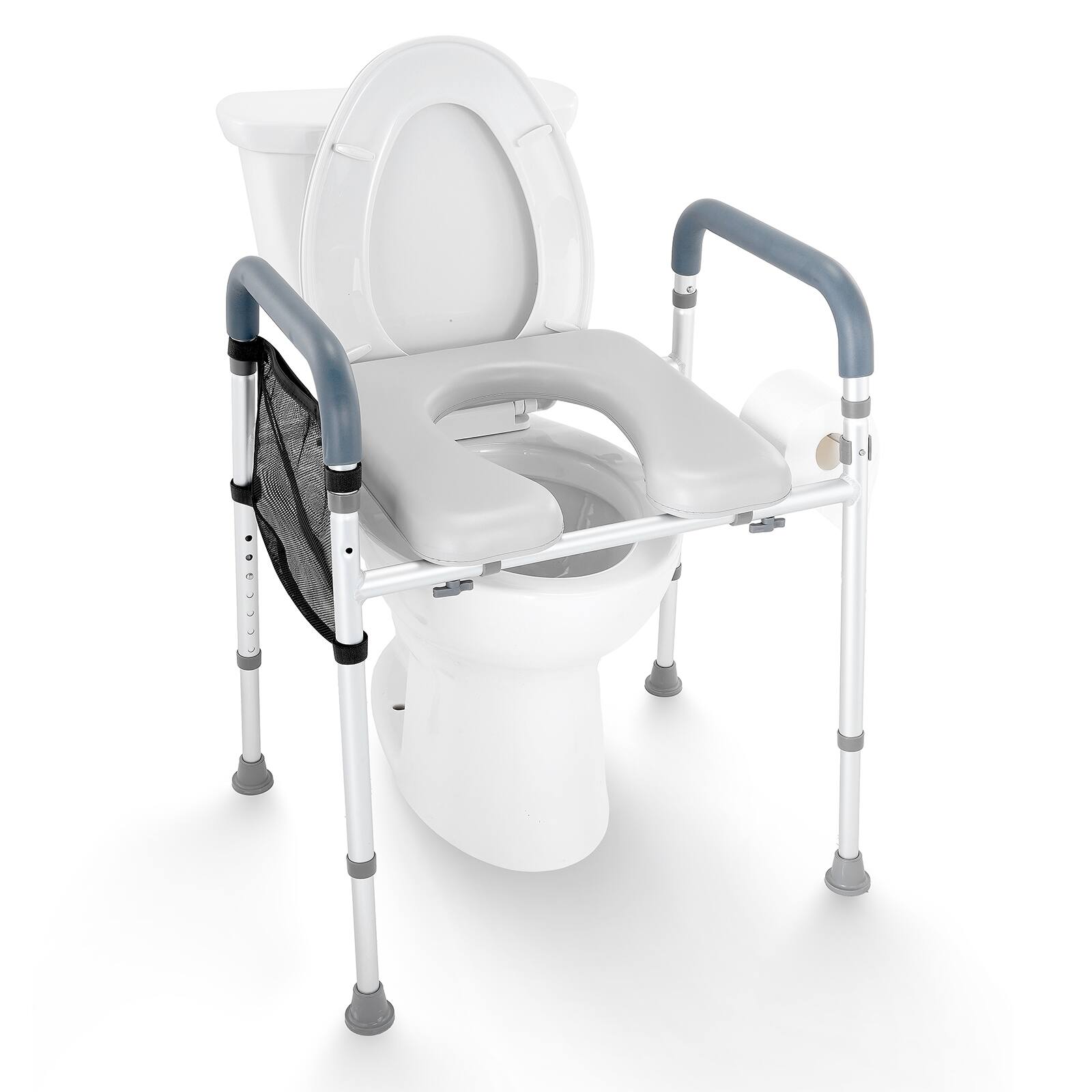 Alt View 5. VEVOR - Raised Toilet Seat, 7-Position Height Adjustment 19.3" - 25.2",350lbs Weight Capacity,with Comfort Padded Aluminum Frame - Grey.