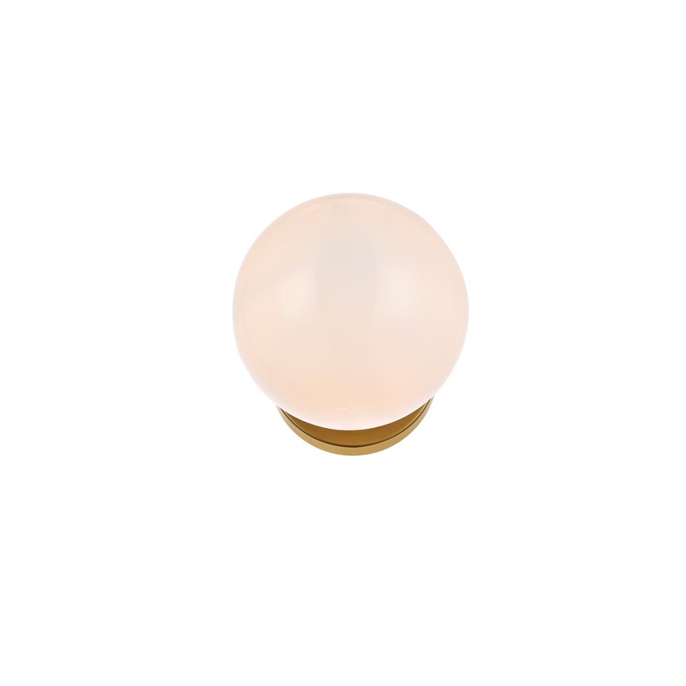 Angle. Living District - Mimi six inch dual flush mount and bath sconce in brass with frosted glass - Brass And Frosted White.