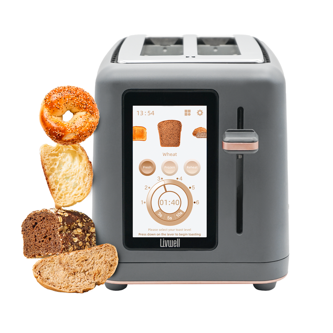 Livwell - Touch IQ 2-Slice Toaster - Matte Grey