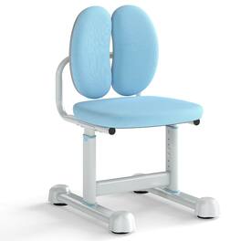 Costway - Kids Desk Chair with Double Back Support Adjustable Height Upholstered Computer Chair - Blue