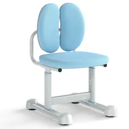 Front. Costway - Costway Kids Desk Chair with Double Back Support Adjustable Height Upholstered Computer Chair - Blue.