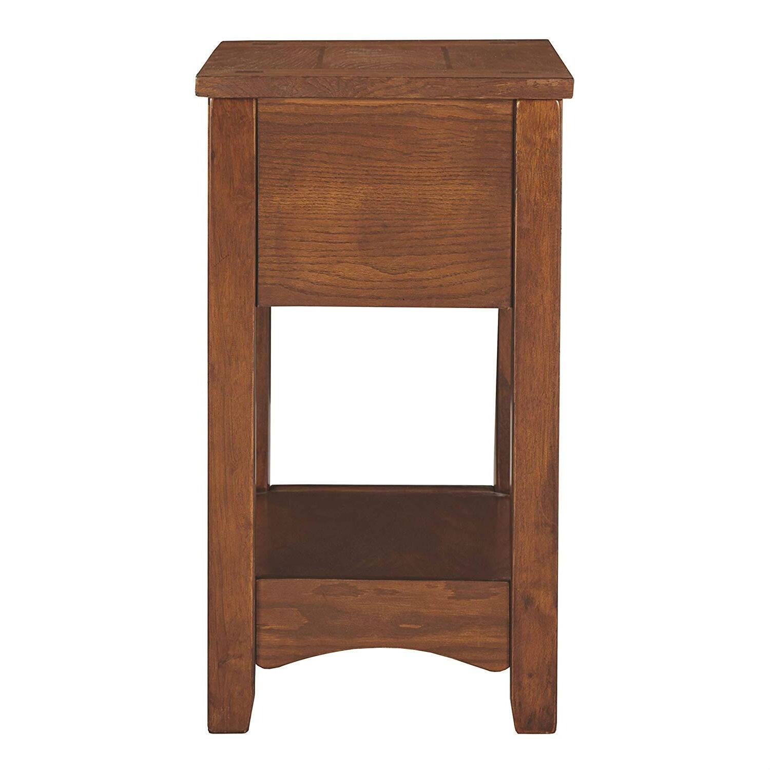 Angle. Hivvago - Mission Style 1-Drawer End Table Nightstand in Brown Wood Finish - Brown.