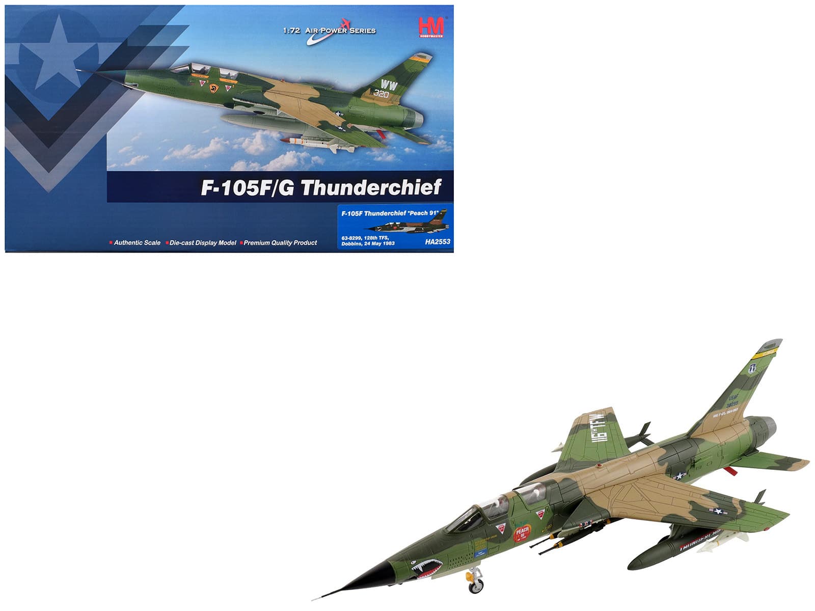 "Republic F-105F Thunderchief Fighter-Bomber Aircraft US Air Force ""Air Power Series"" 1/72 Diecast Model by Hobby Master" price history on PriceWatchPro
