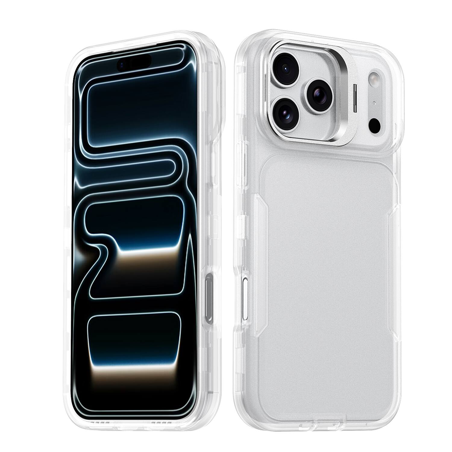 Angle. Dteck - Slim Phone Case for Apple iPhone 18 Pro Max with Camera Kickstand, Shockproof Rugged Protective Cover, Raised Edge Guard - Clear.