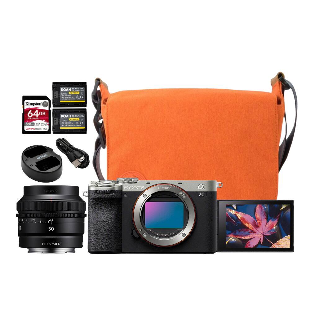 Sony - Alpha 7C II Full-frame Interchangeable Lens Hybrid Camera Body (Silver)Bundle