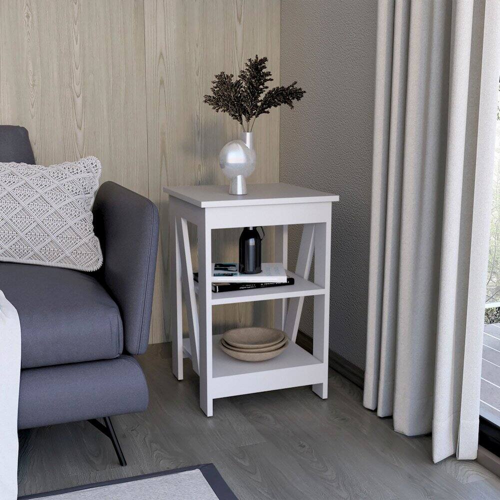 Alt View 2. TuHome - Taylor Side Table White MDF - Black.