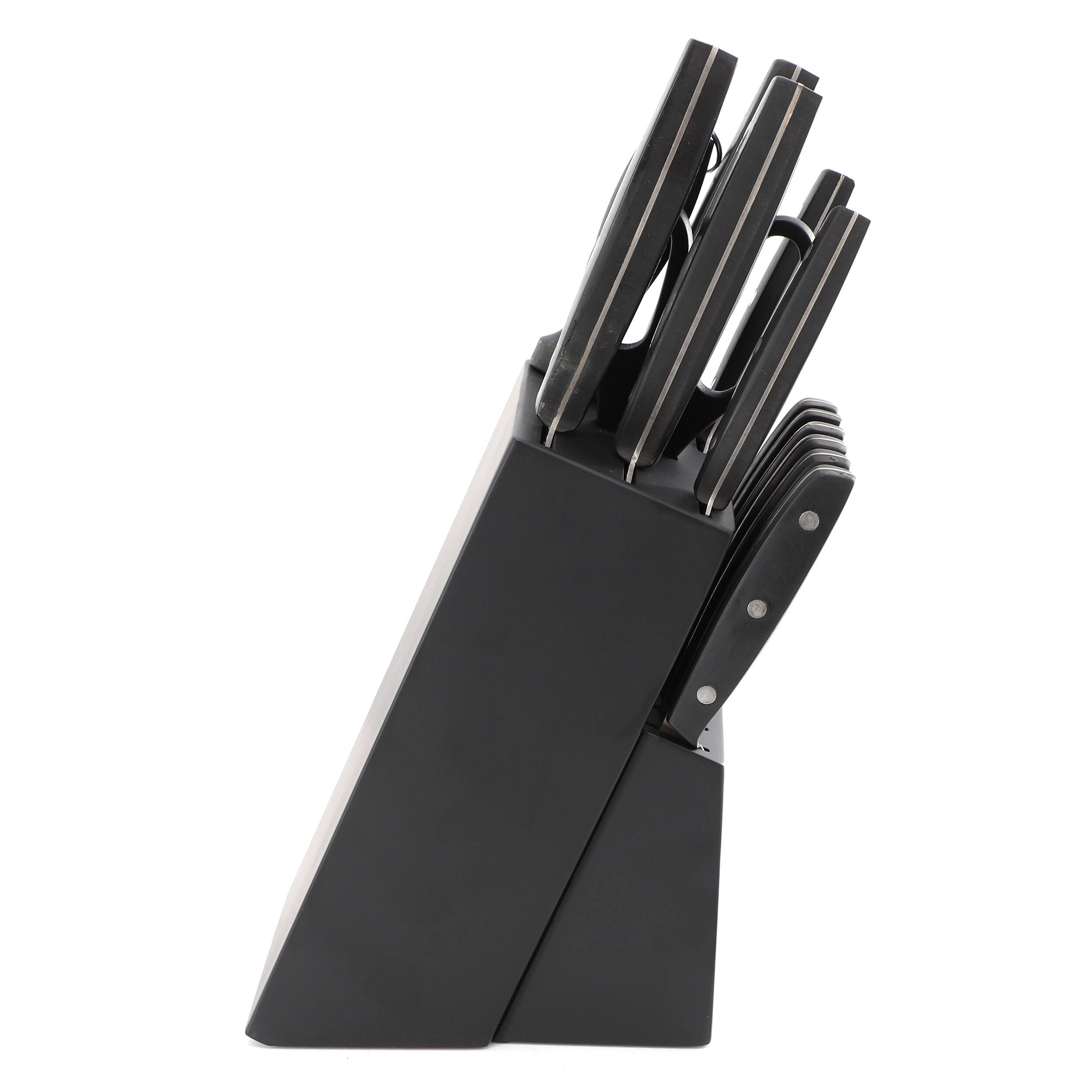 Alt View 2. Oster - Oster Riggins 14 Piece Stainless Steel Cutlery Set with Hardwood Storage Block in Black - Black.