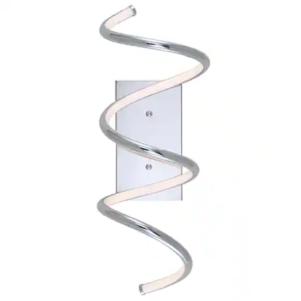 Front. Jonathan Y - Scribble 7" Modern Metal Integrated LED Vanity Light Sconce, Chrome - Chrome.