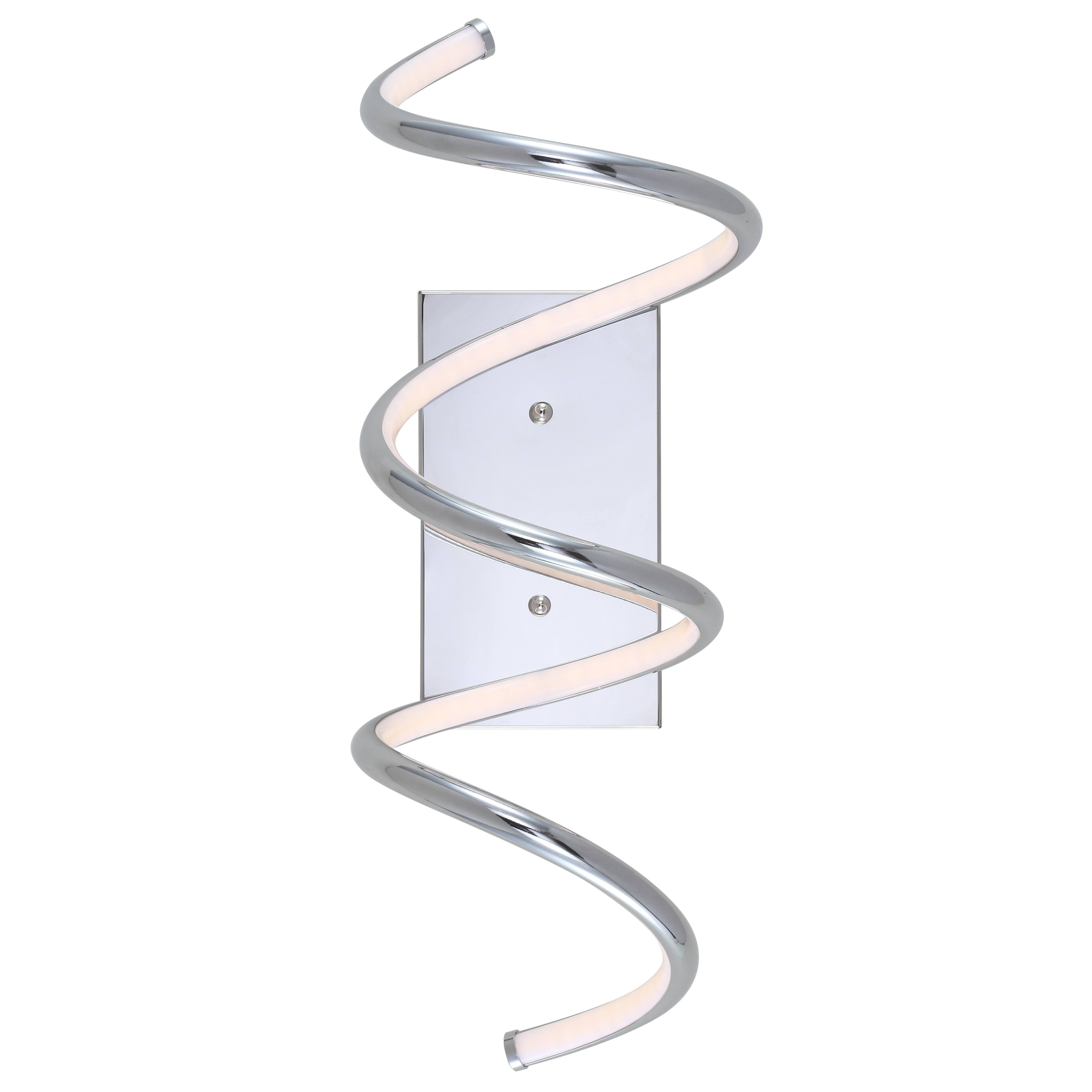 Front. Jonathan Y - Scribble 7" Modern Metal Integrated LED Vanity Light Sconce, Chrome - Chrome.