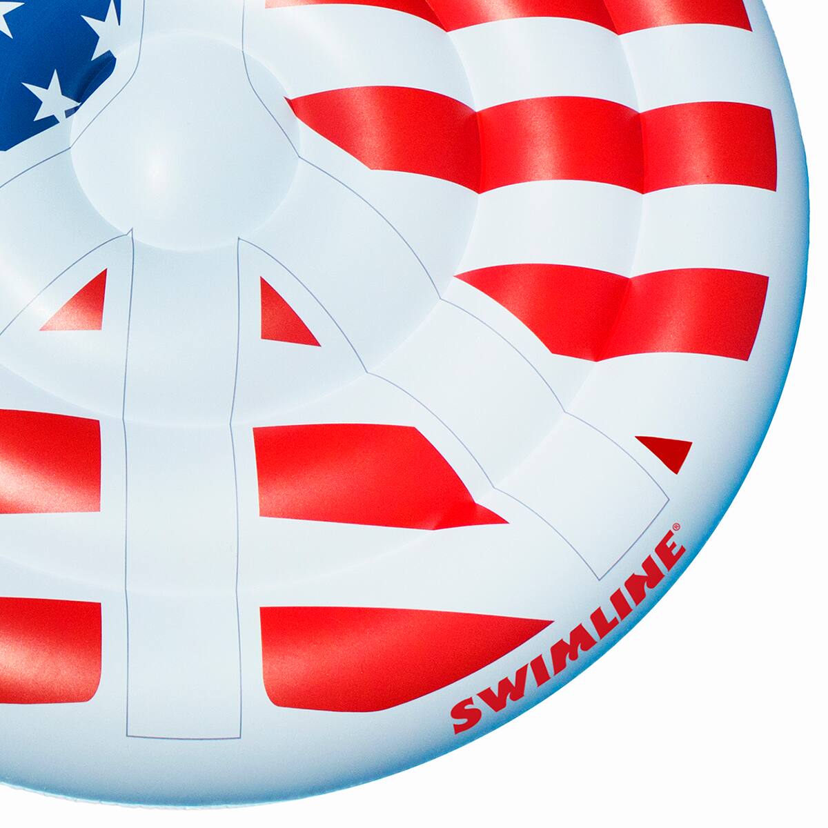 Alt View 2. Swim Central - Red and Blue Stars, Stripes, Peace Sign Swimming Pool Float, 60-Inch - Red.