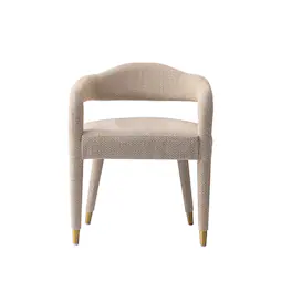 Manhattan Comfort - Aspen Mid-Century Modern Upholstered Tweed Dining Chair with Arms - Gold Dust