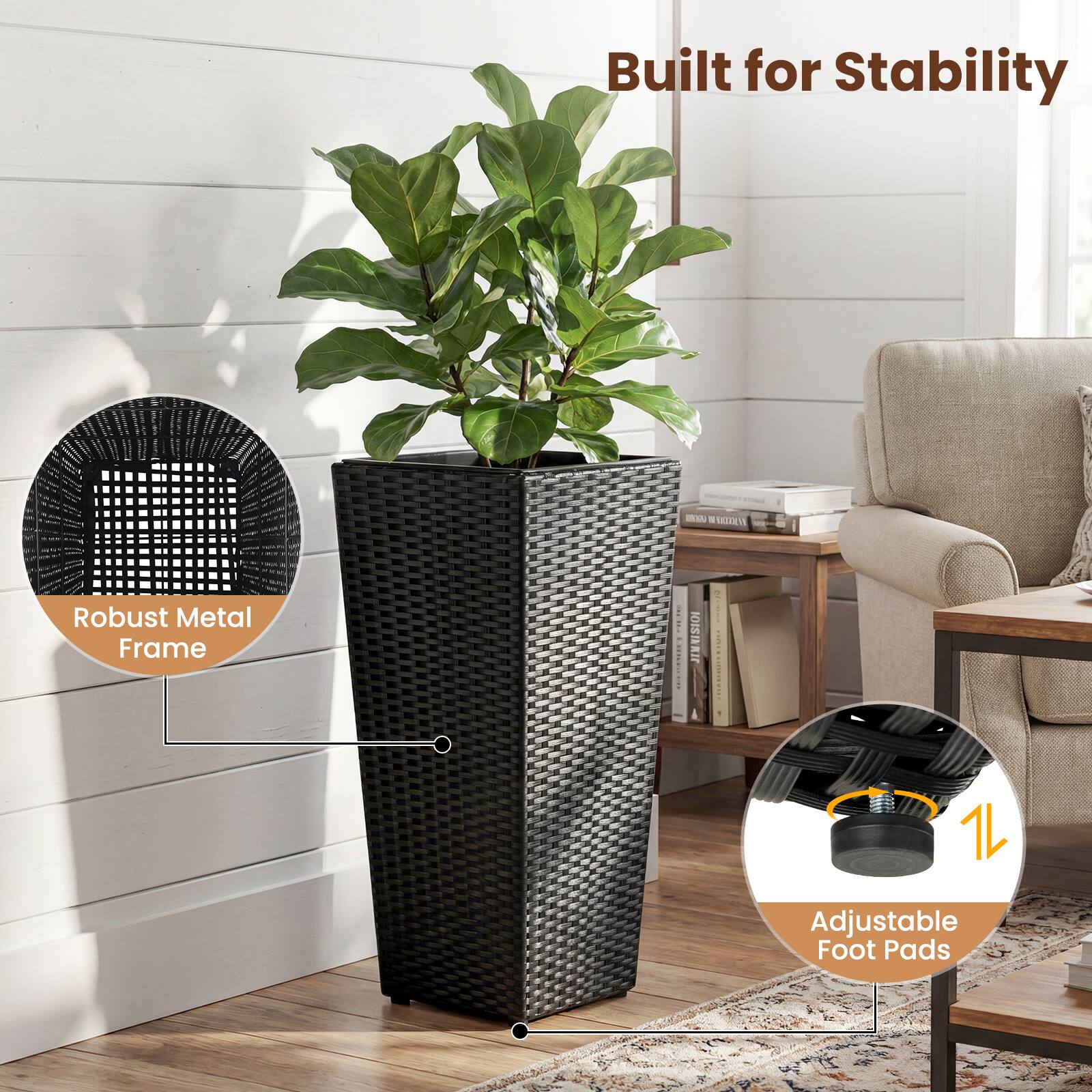 Built for Stability

- Robust Metal Frame
- Adjustable Foot Pads