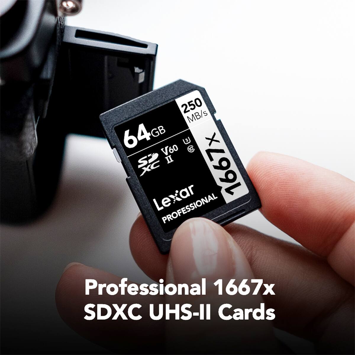 250 MB/s 64GB V60 @ SD II 1667x XC Lexar Le PROFESSIONAL Professional 1667x SDXC UHS-II Cards