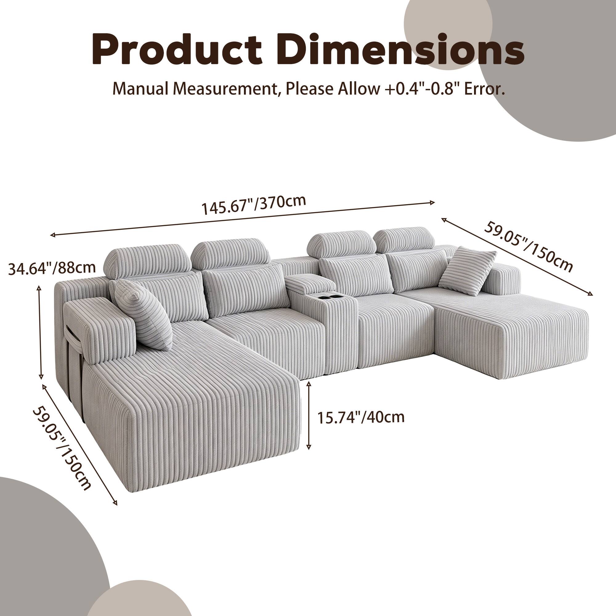 Product Dimensions Manual Measurement, Please Allow +0.4"-0.8" Error.  
34.64"/88cm  
145.67"/370cm  
59.05"/150cm  
59.05"/150cm  
15.74"/40cm