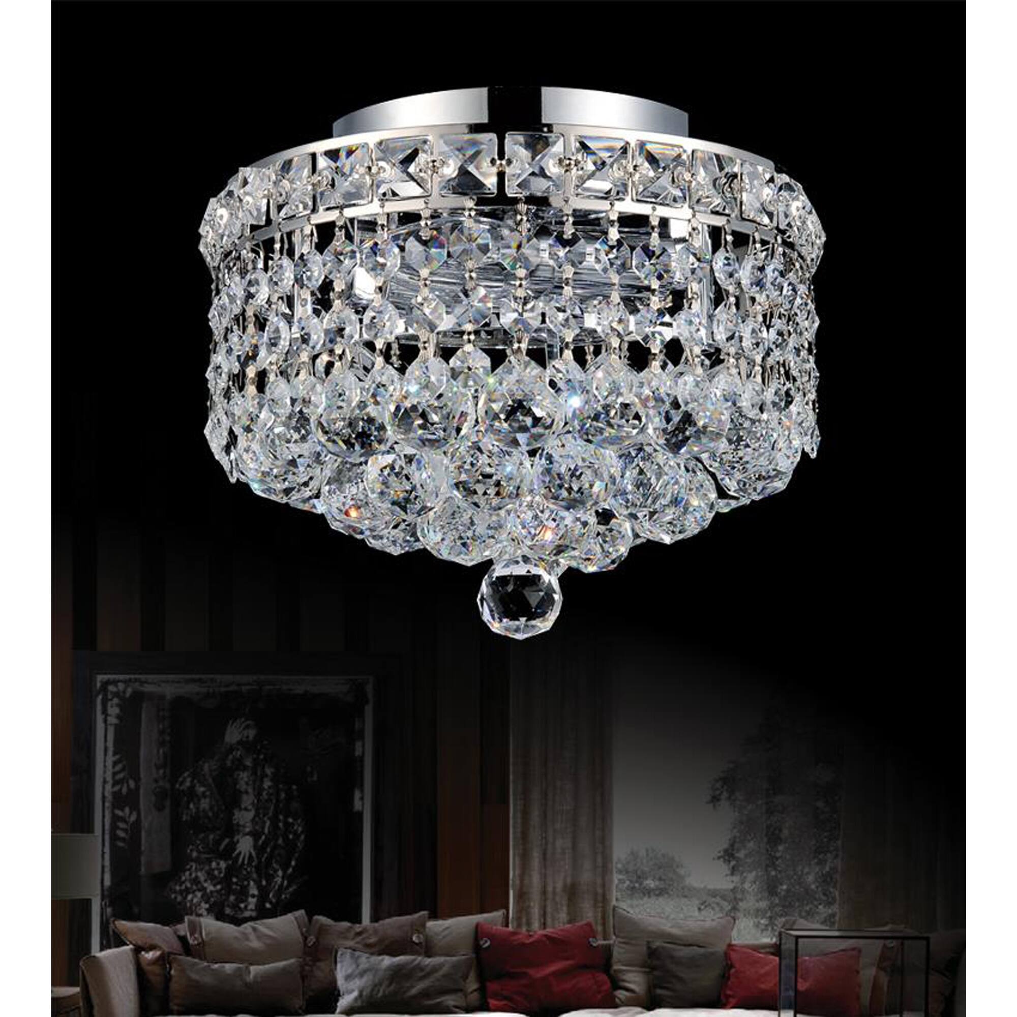 Angle. CWI Lighting - Luminous 2 Light Flush Mount With Chrome Finish - Chrome.