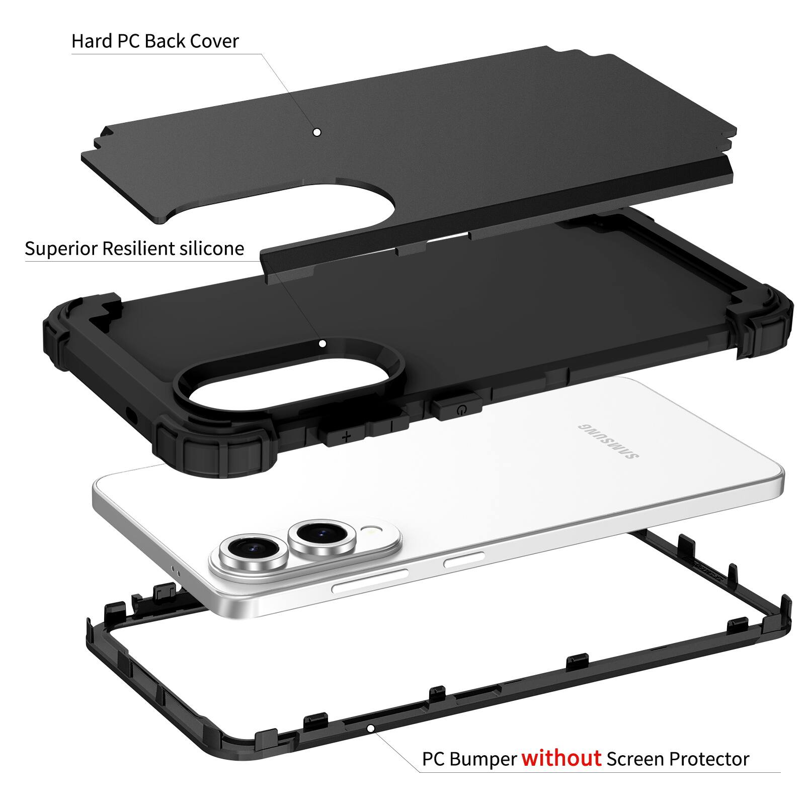 Hard PC Back Cover  
Superior Resilient Silicone  
SAMSUNG PC Bumper without Screen Protector
