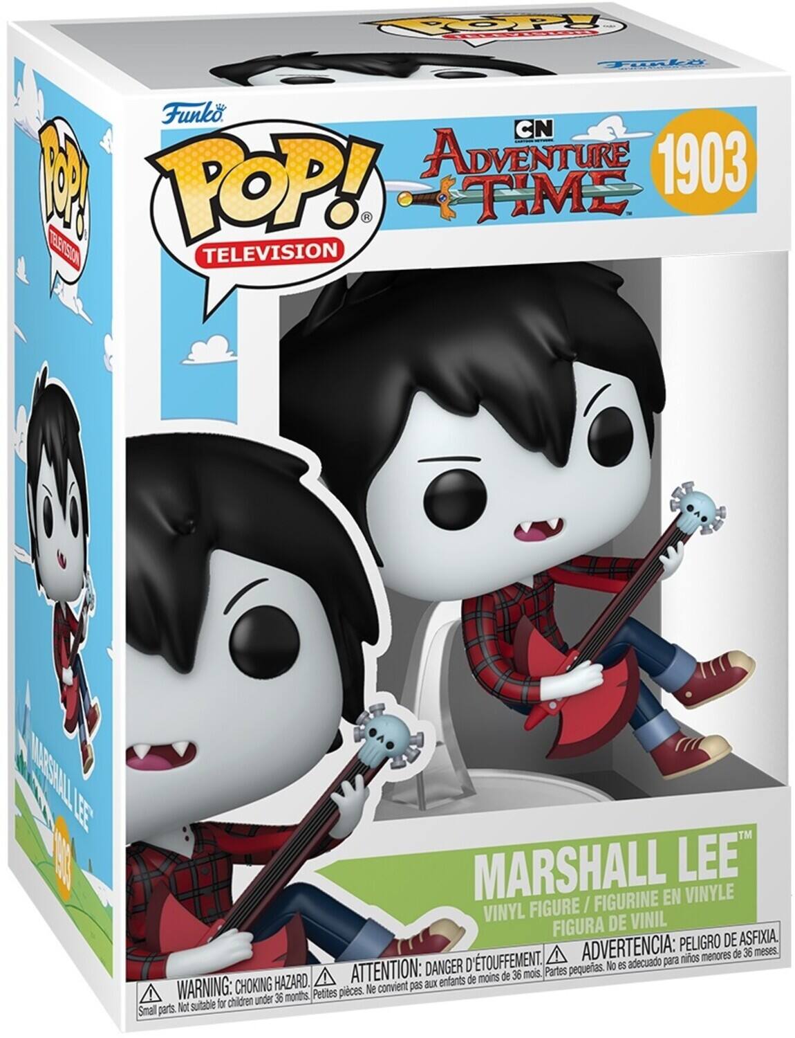 Funko POP! TELEVISION  
Adventure Time  
1903  
MARSHALL LEE  
VINYL FIGURE / FIGURINE EN VINYLE / FIGURA DE VINIL  
WARNING: CHOKING HAZARD. Small parts. Not suitable for children under 36 months.  
ADVERTENCIA: PEORIGRO DE ASFIXIA. D'TOUFFEMENT. ADVERTENCIA: para niños menores de 36 meses.  
DANGER: No es adecuado  
ATTENTION: de 36 mois  
Petites pièces. Ne convient pas aux enfants de moins de 36 mois.