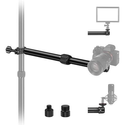 Front. PARKER SLATER - Telescopic overhead camera mount arm with adjustable length, ball head, multiple screw sizes for lights, webcams..