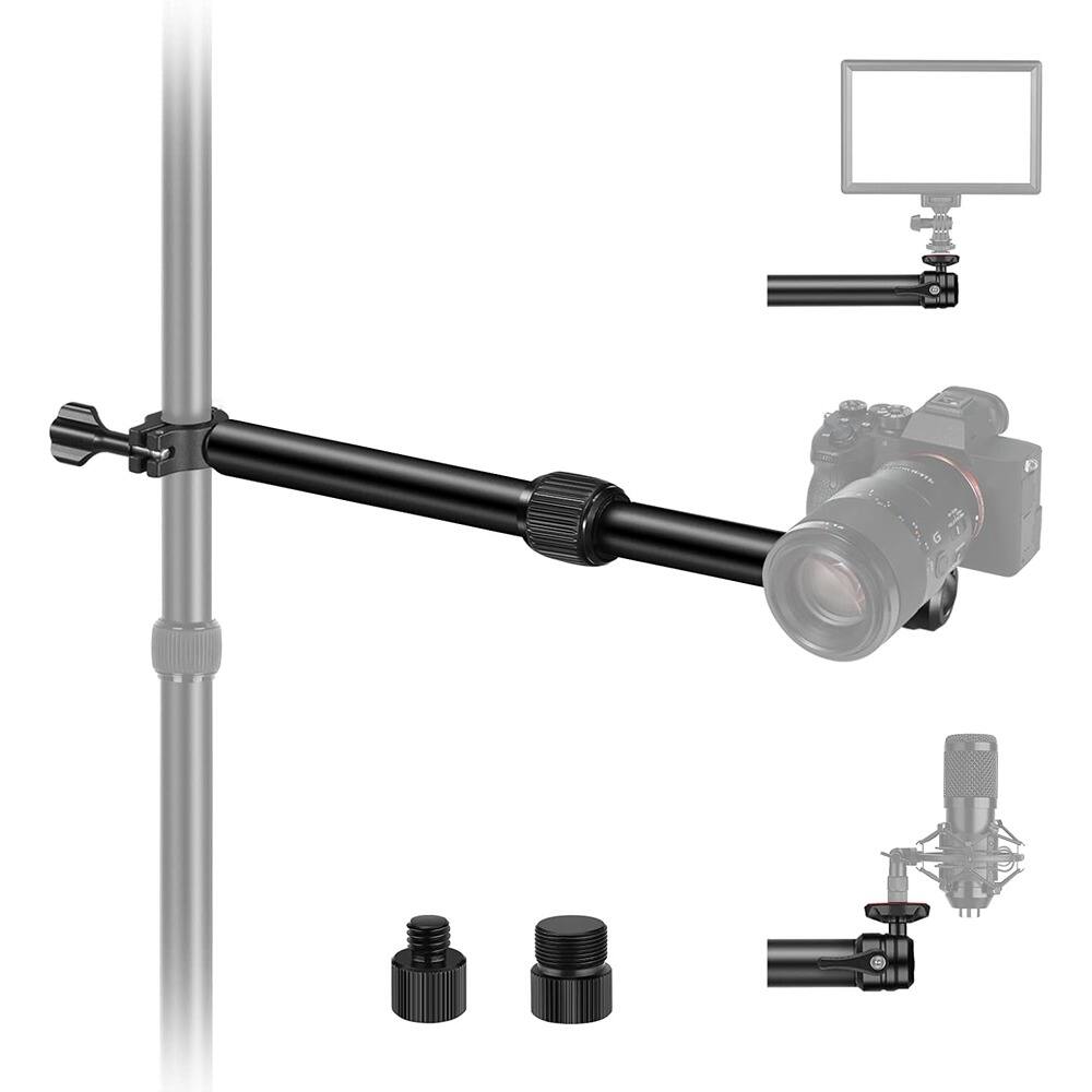 Front. PARKER SLATER - Telescopic overhead camera mount arm with adjustable length, ball head, multiple screw sizes for lights, webcams..