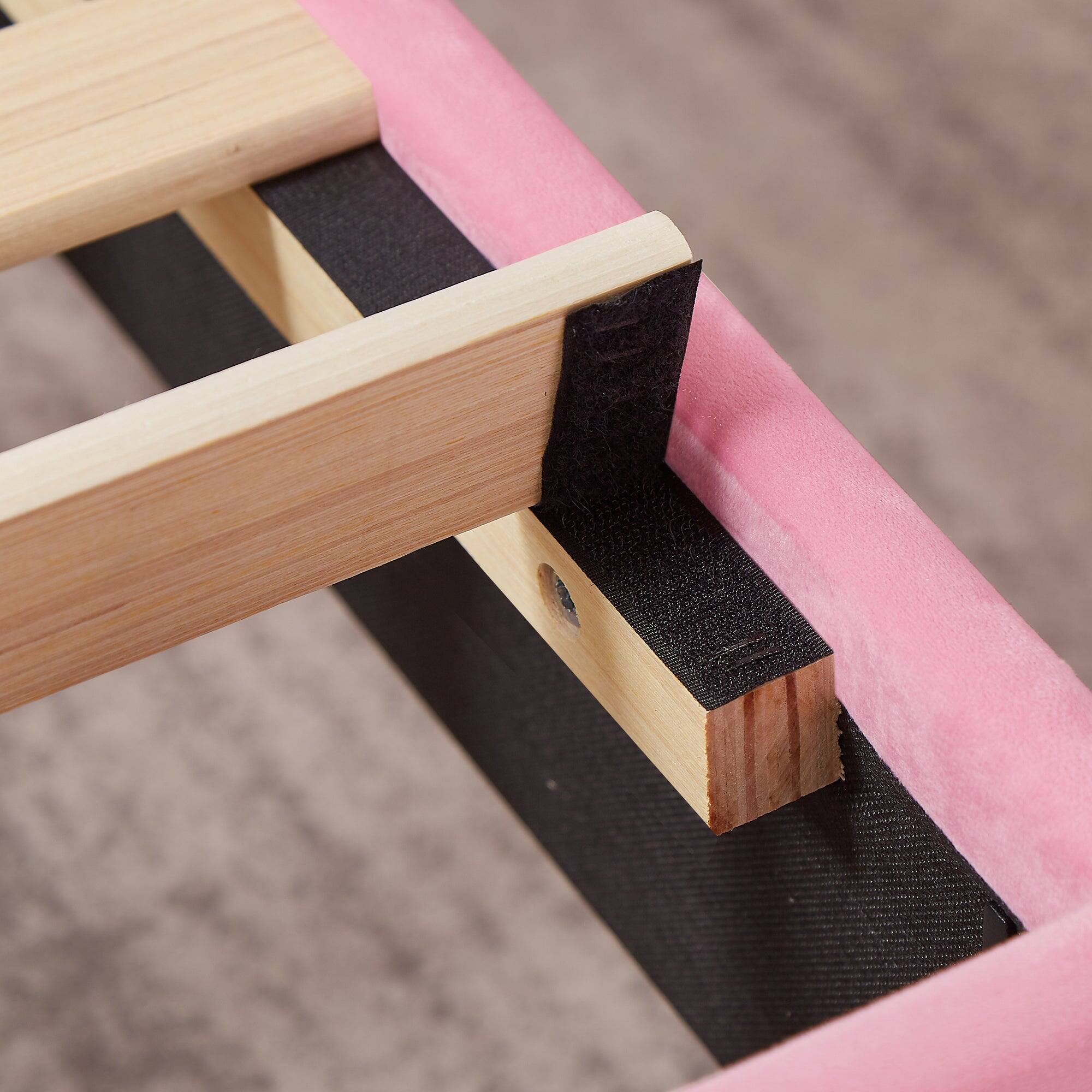 Left. Vecelo - Upholstered Twin Size Platform Bed Frame with Adjustable Headboard,Velvet Bed Frame No Box Spring Needed - Pink.