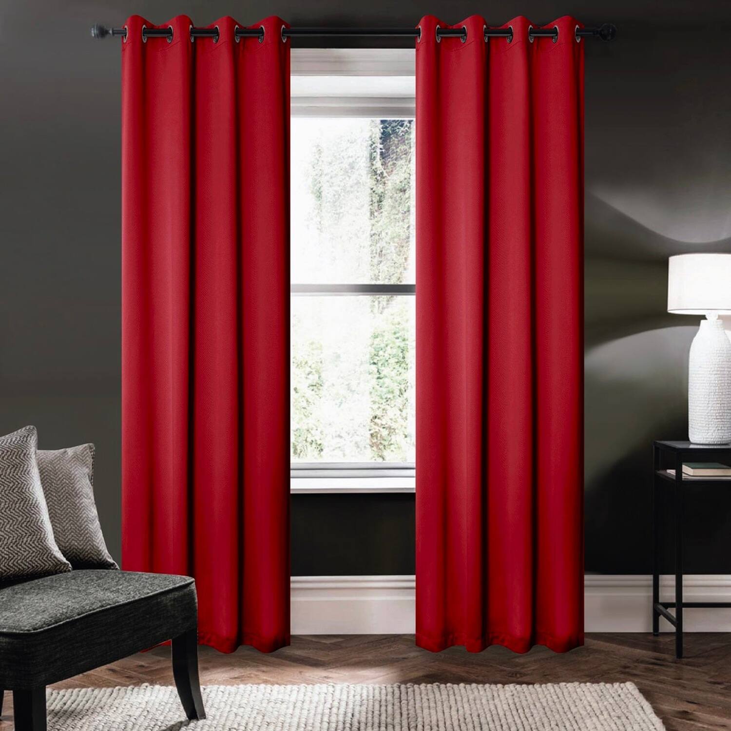 Angle. RT Designers Collection - RT Designers Collection 100% Polyester 250 GSM Riley 100% Blackout Grommet Panel 54" x 84" Red - Red.
