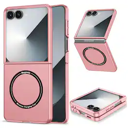 Dteck - for Samsung Galaxy Z Flip8 Case,Slim Matte PC Phone Cover,Mag Safe Compatible,Magnetic Folding Shockproof Cover - Pink